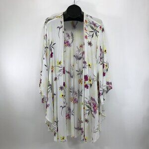 Torrid Crepe Shirttail Kimono Women's Plus Size 3/4 3X-4X Floral Rayon Spring